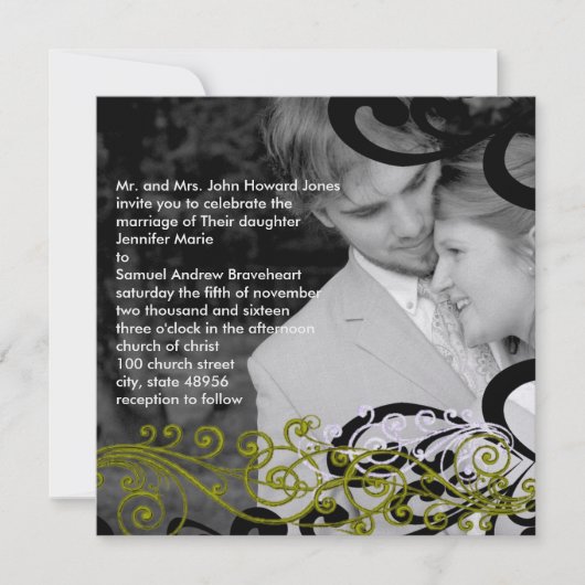 Wirble Einladung zu Hochzeiten in Ihrem Foto (Vorderseite)