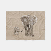 Wirble Elefantenfamilie Fleecedecke (Vorderseite (Horizontal))