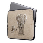 Wirble Elefantenfamilie Laptopschutzhülle (Vorderseite Links)