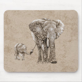 Wirble Elefantenfamilie Mousepad