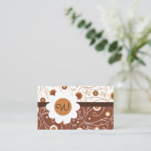 Wirble florale Monogramm-Visitenkarte Visitenkarte (Stehend Vorderseite)
