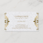 Wirble goldfarbene Spitze, weiße Damasken Visitenkarte (Rückseite)