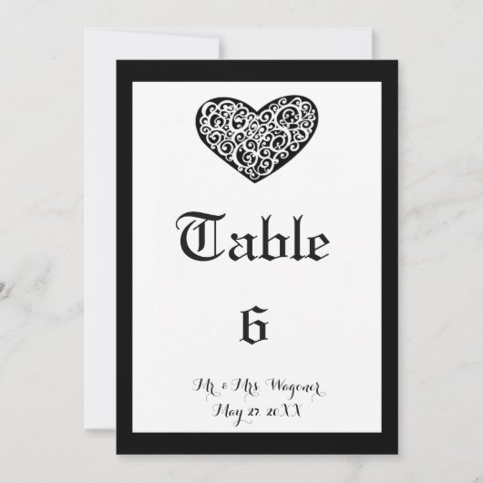 Wirble Herzhochzeit - Tischnummer (Vorderseite)