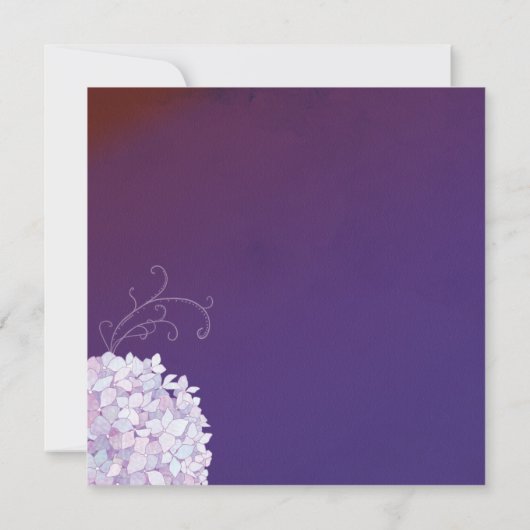 Wirble Hydrangeas Deep Lila Brautparty Einladung (Rückseite)