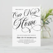 Wirble Kalligrafie New Zuhause Housewarming Party Einladung (Stehend Vorderseite)