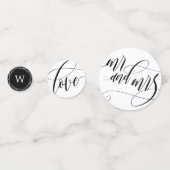 Wirble Kalligrafie Schwarz/Weiß-Hochzeit Konfetti (Vorderseiten)