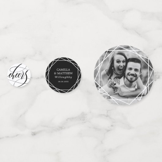 Wirble Kalligrafie Schwarz/Weiß-Hochzeit Konfetti (Rückseiten)