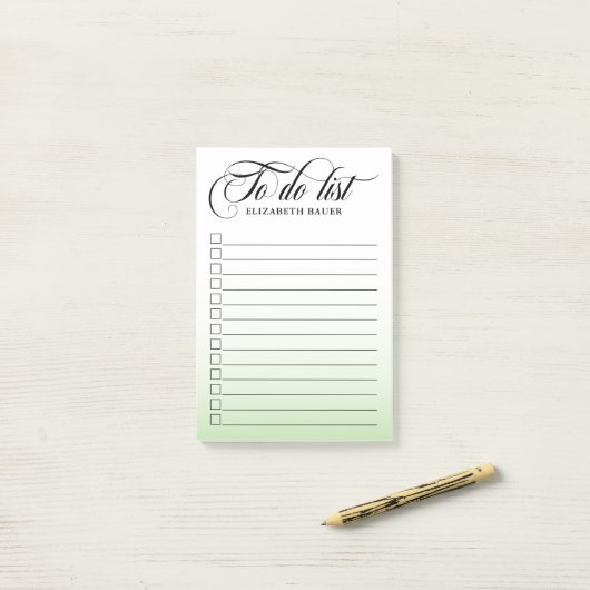 Wirble Kalligrafie wird grün angezeigt Post-it Klebezettel (Auf Schreibtisch)