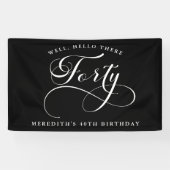 Wirble Kalligraphie Schwarz 40. Geburtstag Party Banner (Horizontal)