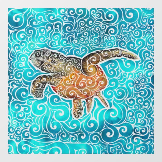 Wirble Meeresschildkröte Fensteraufkleber (Blatt)