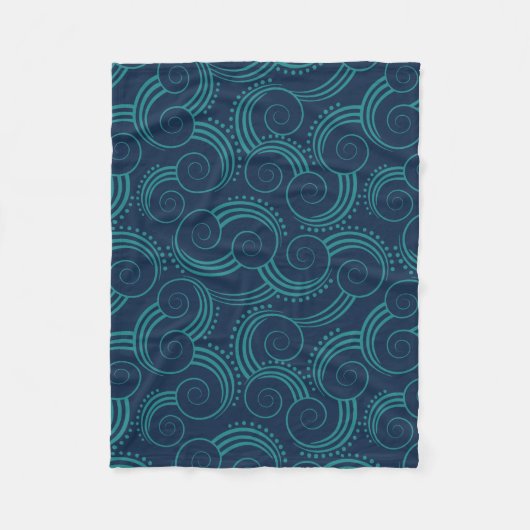 Wirble Ozean-Wellen Fleecedecke (Vorderseite)