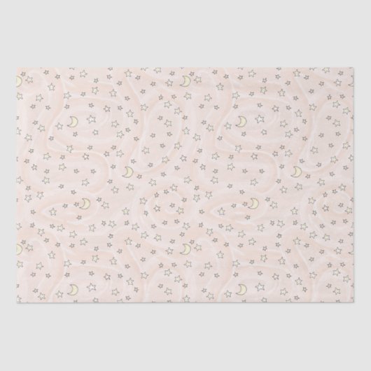 Wirble Pastellfarben, Orange Stars und Moons Seidenpapier (Vorderseite)