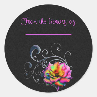 Wirble Rainbow-Rose Runder Aufkleber