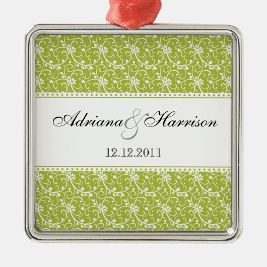 Wirble Rebe-Damast-Hochzeits-Verzierung Silbernes Ornament (Vorne)