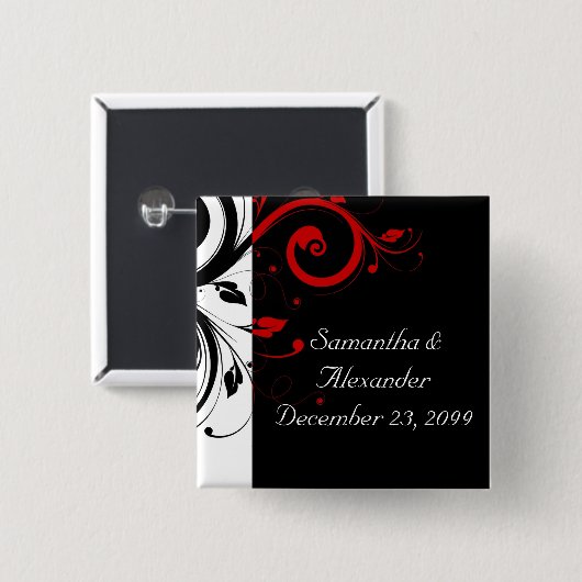 Wirble Reben in Schwarz und Rot Button (Vorne & Hinten)
