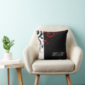 Wirble Reben in Schwarz und Rot Kissen (Stuhl )