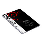 Wirble Reben in Schwarz und Rot Notizblock (Rechte Seite)