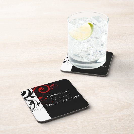 Wirble Reben in Schwarz und Rot Untersetzer (Rechte Seite)