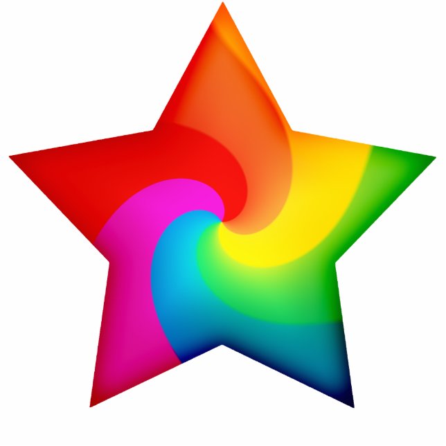 Wirble Regenbogen-Sterne Fotoskulptur Ornament (Vorne)