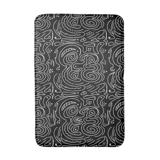 Wirble schwarze Linien Badematte (Vorderseite Vertikal)