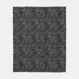 Wirble schwarze Linien Fleecedecke