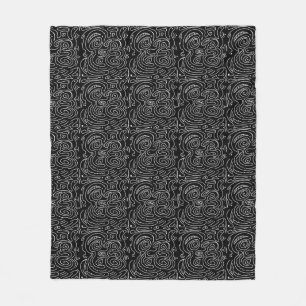 Wirble schwarze Linien Fleecedecke