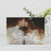 Wirble Script-Hochzeit Vielen Dank Foto Dankeskarte (Stehend Vorderseite)
