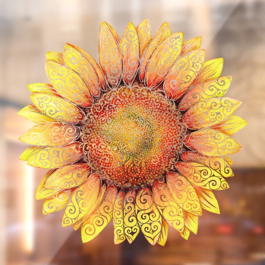 Wirble Sonnenblume Fensteraufkleber (Blatt 2)