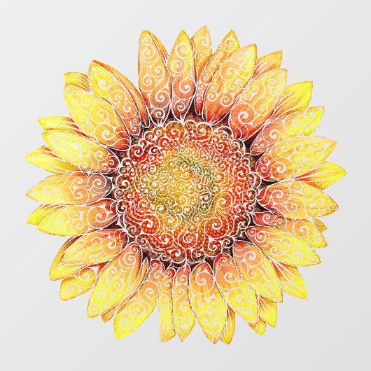 Wirble Sonnenblume Fensteraufkleber (Blatt)