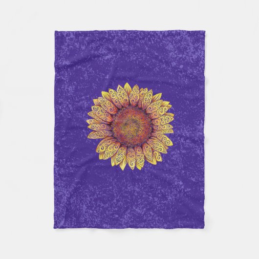 Wirble Sonnenblume Fleecedecke (Vorderseite)