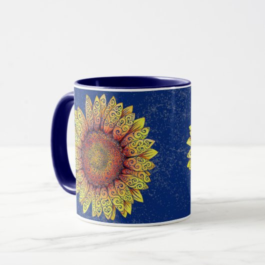 Wirble Sonnenblume Tasse (Vorderseite Links)