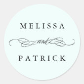 Wirble und Script-Hochzeitsneigung Runder Aufkleber (Vorderseite)