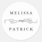 Wirble und Script-Wedding Black & White Runder Aufkleber (Vorderseite)