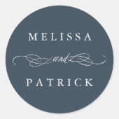 Wirble und Script-Wedding Black & White Runder Aufkleber (Vorderseite)