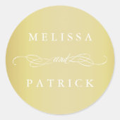 Wirble und Script Wedding Imitate Gold Foil Runder Aufkleber (Vorderseite)