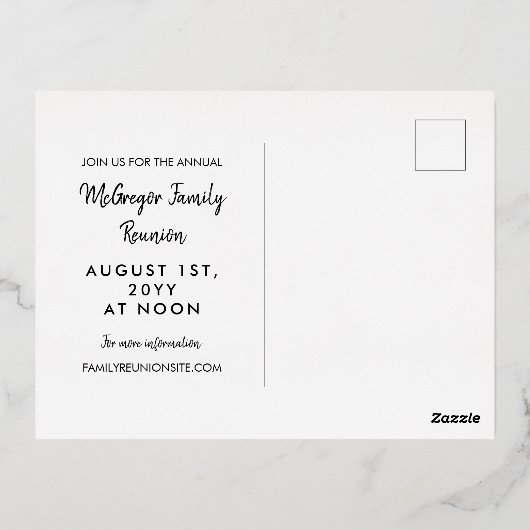 Wirble Verzierte Wiedersehen Gold Folie Einladungspostkarte (Rückseite)