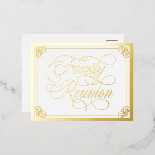 Wirble Verzierte Wiedersehen Gold Folie Einladungspostkarte (Vorderseite/Rückseite)