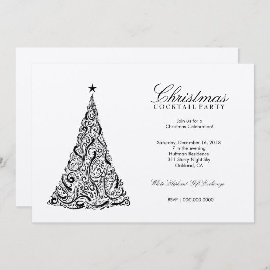 Wirbler 311 Weihnachtsbaum | SilverMetallic Einladung (Vorne/Hinten)