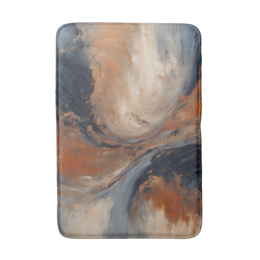 Wirbler blauer orangefarbener Marmor Badematte (Vorderseite Vertikal)