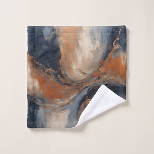 Wirbler blauer orangefarbener Marmor Badhandtuch Set (Waschlappen)