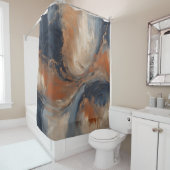 Wirbler blauer orangefarbener Marmor Duschvorhang (Beispiel)