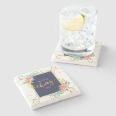 Wirbler Goldrahmen und tropische Blume Steinuntersetzer (Seitenansicht)