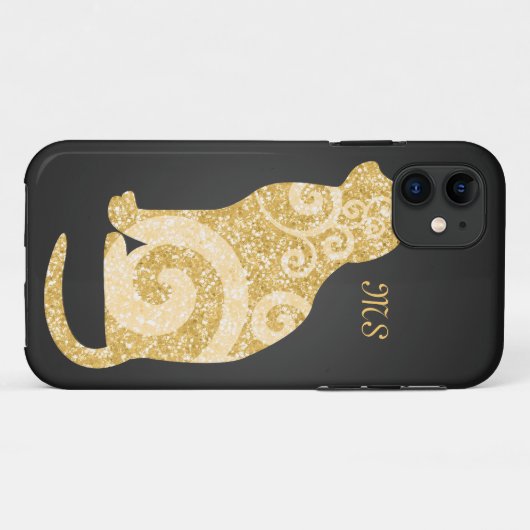 Wirbler Katzen-GoldGlitzer Case-Mate iPhone Hülle (Rückseite (Horizontal))