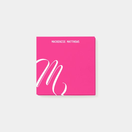 Wirbler monogramm farbiger rosa Individuelle Name Post-it Klebezettel (Vorderseite)