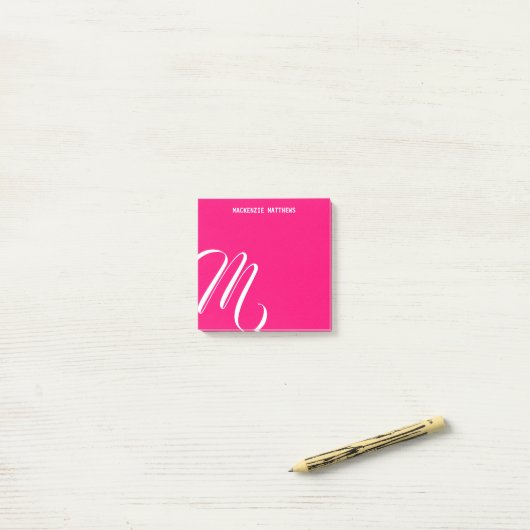 Wirbler monogramm farbiger rosa Individuelle Name Post-it Klebezettel (Auf Schreibtisch)