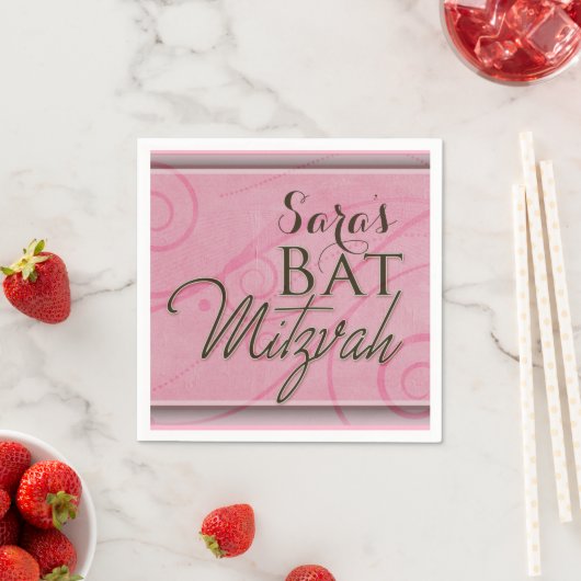 Wirbler rosa Designer Bat Mitzvah Serviette (Beispiel)