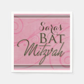 Wirbler rosa Designer Bat Mitzvah Serviette (Vorderseite)