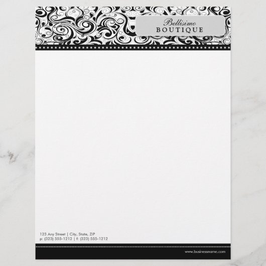Wirbler schwarzer Butike-Designer-Briefkopf Briefbogen (Vorderseite)