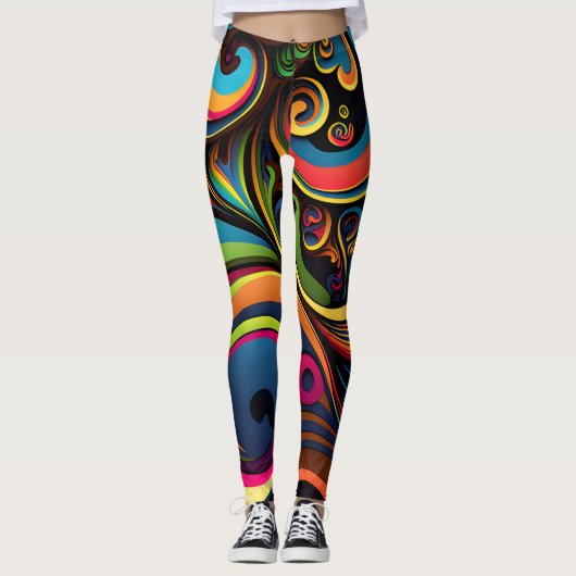 Wirbler und psychedelischer Swirl Leggings (Vorderseite)