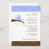 Wirbler Vogel Blue Boy Babydusche Einladung (Vorne/Hinten)